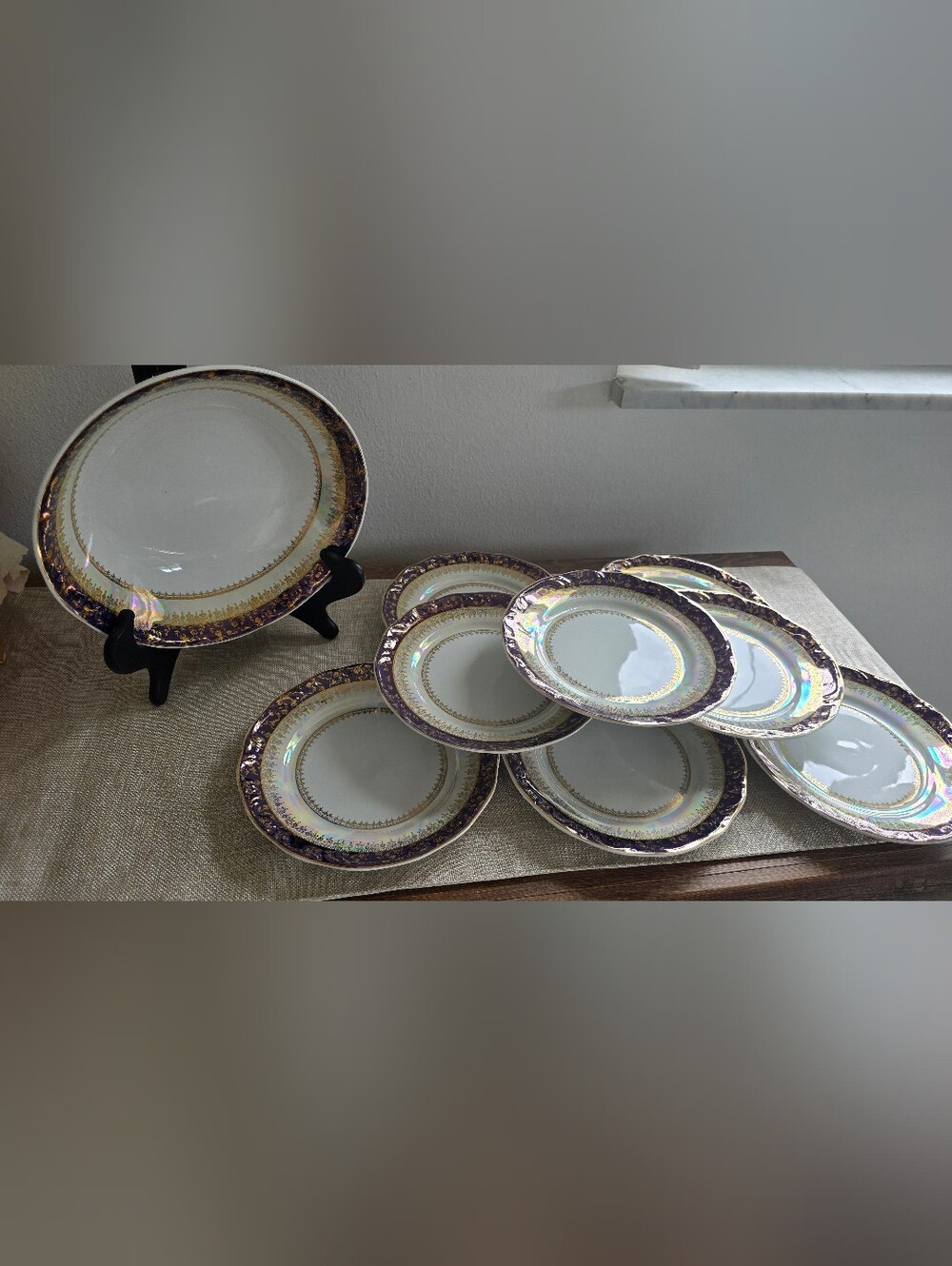 Schirnding Bavaria Cobalt Gold Porcelain 9 Pc Set